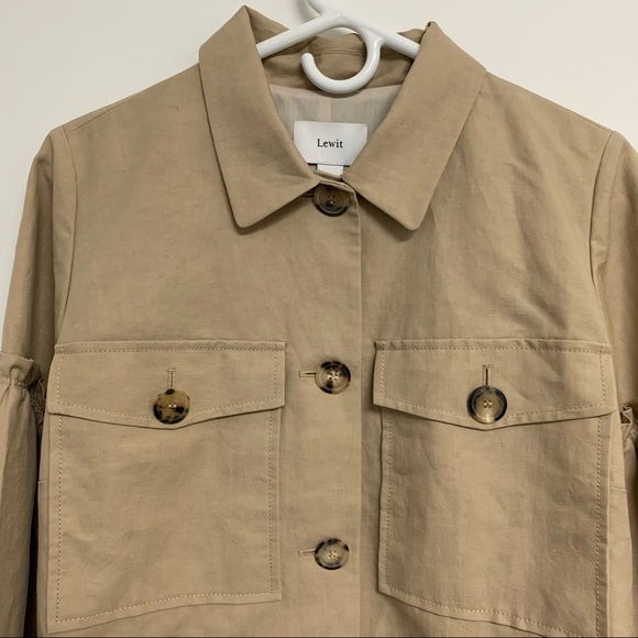 Lewit Tan Linen Blend Ruffle Jacket - Picture 9 of 15